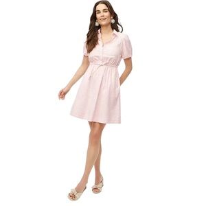 NWT-J. Crew Factory - Collared Puff Sleeve Striped Mini Dress Pink/White-Size 10